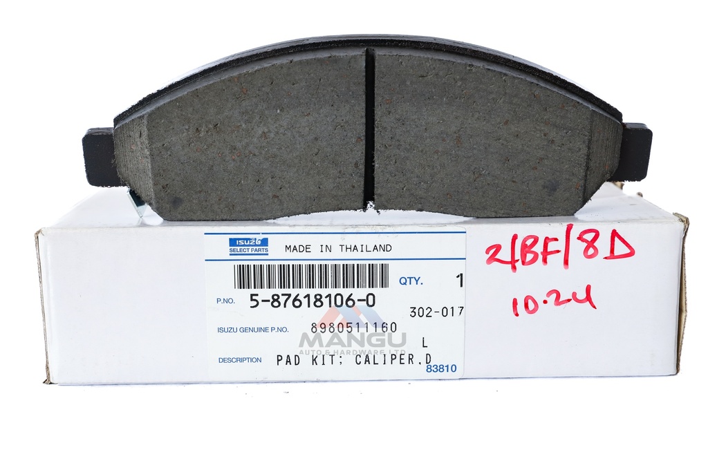 PAD KIT; CALIPER,DISC BRK,FRT